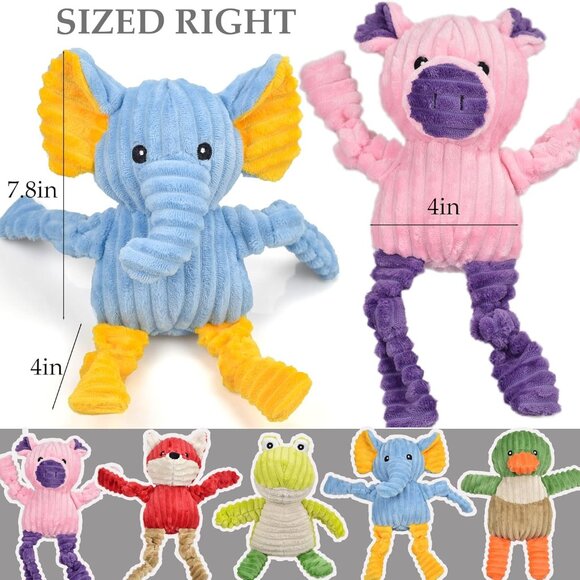5 Pack Tough Dog Toys Stuffed Squeaky Dog Toys Assortment Plush Animal Dog Toy V - Picture 2 of 7